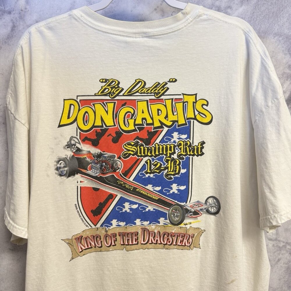 Vintage King of Dragsters Grad Racing T Shirt Mens 3XL White Short Sleeve Y2K